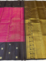 Load image into Gallery viewer, Classic Deep Pink &amp; Dark Brown 2gm Zari Elegance Kanchipuram Handloom Silk Saree SS27070
