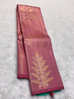 Load image into Gallery viewer, Classic Rose Pink &amp; Sea Green 2gm Zari Elegance Kanchipuram Handloom Silk Saree SS27496
