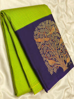 Load image into Gallery viewer, Classic Spring Green &amp; Navy Blue Meena Butta Kanchipuram Handloom Silk Saree SS26325
