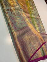 Load image into Gallery viewer, Classic Green Tint &amp; Deep Pink Meenakari Bridal Elegance Kanchipuram Handloom Silk Saree SS27614
