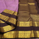 Load image into Gallery viewer, Classic Mauve &amp; Coffee Brown 1gm Zari Elegance Kanchipuram Handloom Silk Saree SS24680
