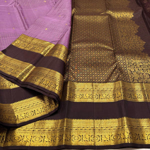 Classic Mauve & Coffee Brown 1gm Zari Elegance Kanchipuram Handloom Silk Saree SS24680