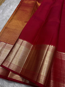 Classic Crimson Red Bridal Elegance Kanchipuram Handloom Silk Saree SS25910