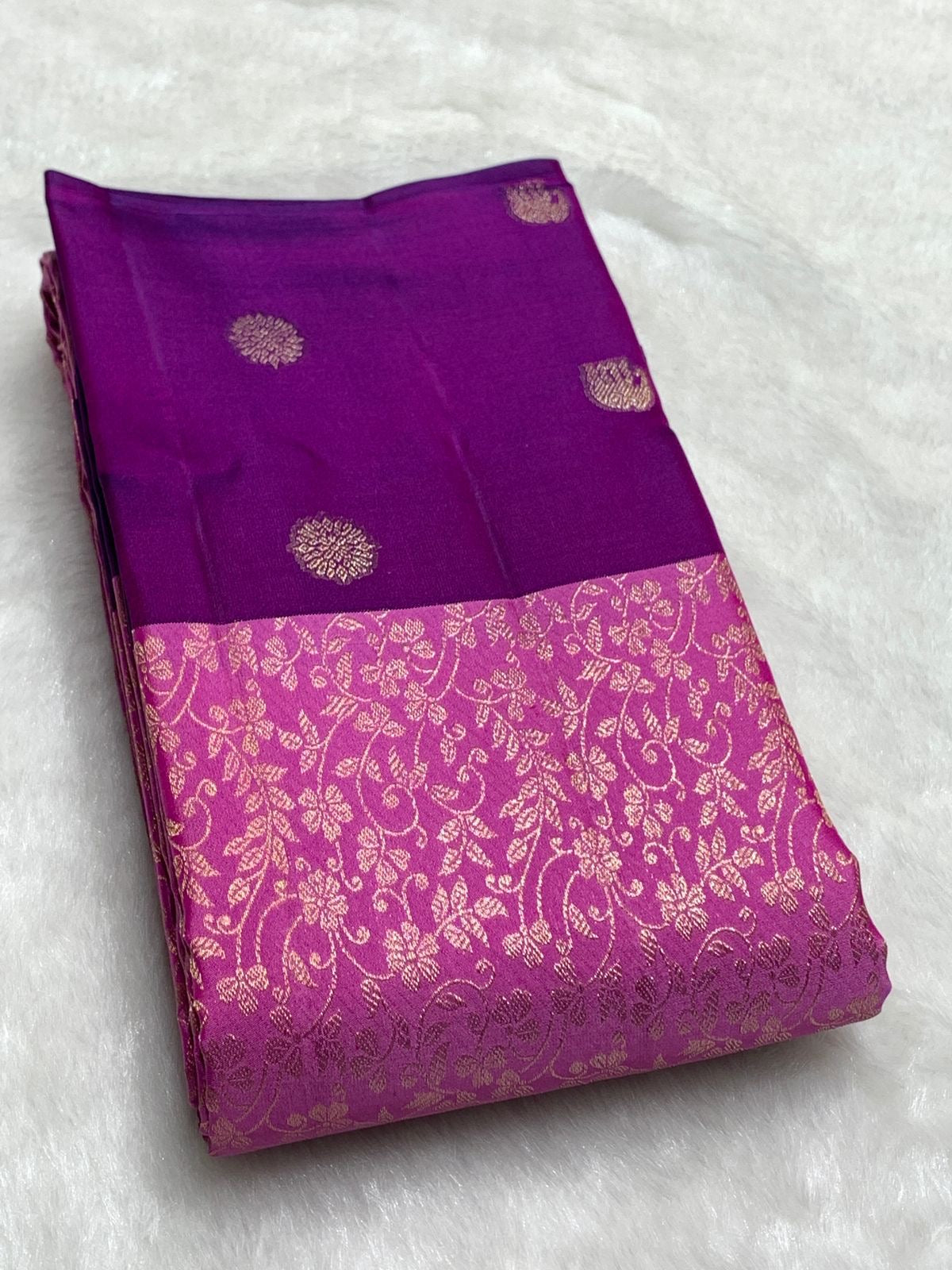 Classic Pink & Purple 2gm Zari Elegance Kanchipuram Handloom Silk Saree SS25365