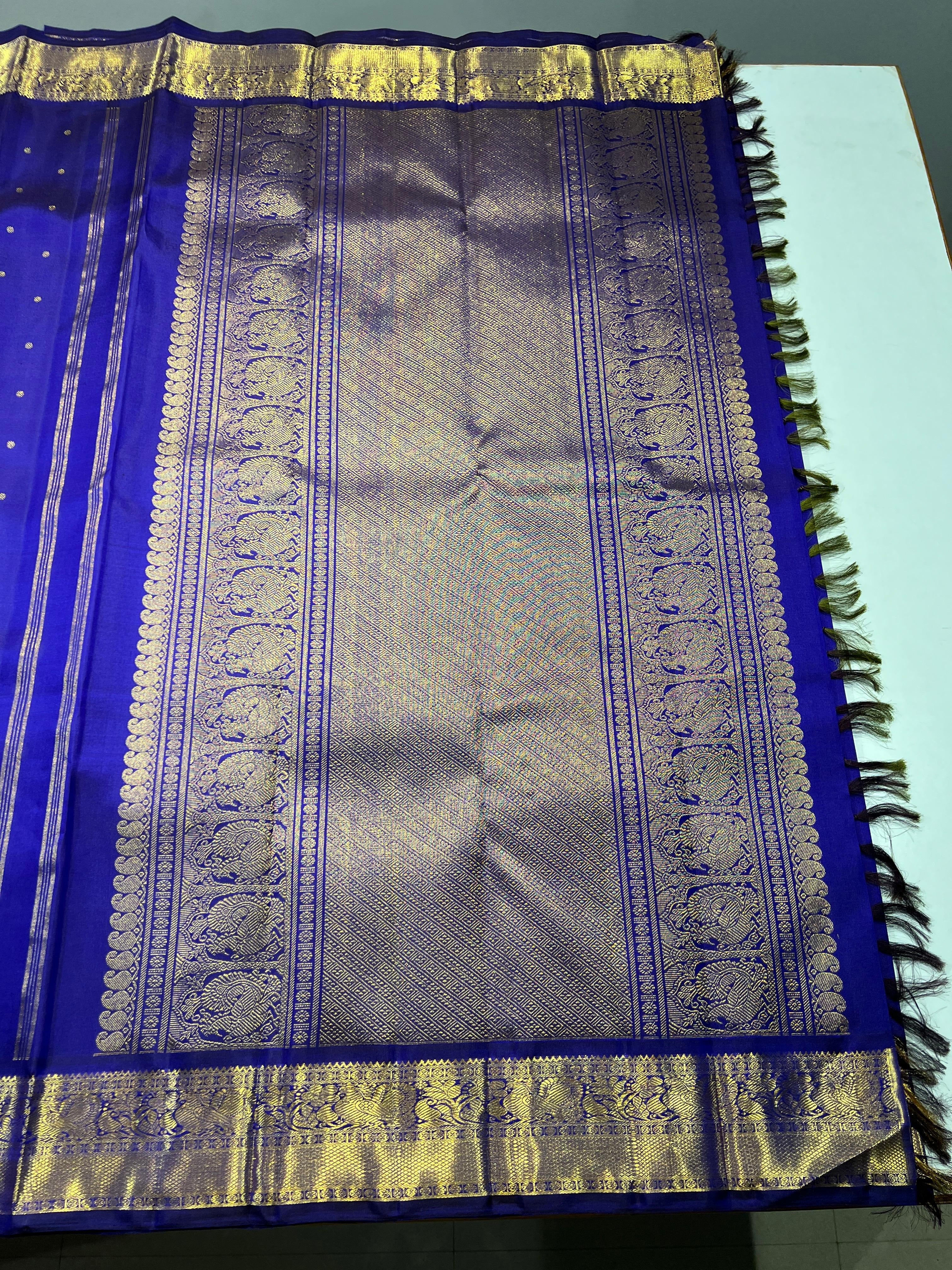 Classic Royal Blue 1gm Zari Bridal Elegance Kanchipuram Handloom Silk Saree SS26047