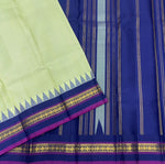Load image into Gallery viewer, Classic Sage Green &amp; Royal Blue 1gm Zari Vintage Thread Checks Korvai Kanchipuram Handloom Silk Saree SS26895
