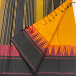 Load image into Gallery viewer, Mango Yellow &amp; Shadow Black Ganga Jamuna Border Korvai Elegance Kanchipuram Handloom Silk Saree SS20526
