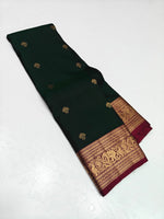 Load image into Gallery viewer, Classic Bottle Green &amp; Ruby Red Elegance Kanchipuram Handloom Silk Saree SS27655
