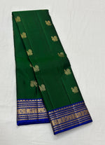 Load image into Gallery viewer, Classic Dark Green &amp; Royal Blue 1gm Zari Elegance Kanchipuram Handloom Silk Saree SS24725
