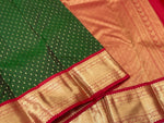 Load image into Gallery viewer, Classic Green &amp; Red 1gm Zari Elegance Kanchipuram Handloom Silk Saree SS27554
