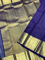 Load image into Gallery viewer, Classic Ash Grey &amp; Steel Blue 2gm Zari Bridal Elegance Kanchipuram Handloom Silk Saree SS27506
