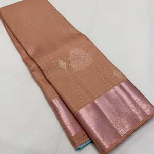 Classic Creamy Peanut Butter 1gm Zari Elegance Kanchipuram Handloom Silk Saree SS23668