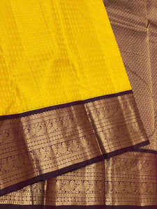 Classic Yellow & Plum Elegance Kanchipuram Silk Saree SS24214