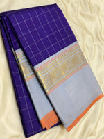 Load image into Gallery viewer, Classic Violet &amp; Grey 2gm Zari Elegance Kanchipuram Handloom Silk Saree SS25303
