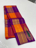 Load image into Gallery viewer, Classic Multi Orange Yellow &amp; Purple Elegance Kanchipuram Handloom Silk Saree SS25280

