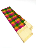 Load image into Gallery viewer, Classic Multicolour Checks 2gm Zari Vintage Elegance Kanchipuram Handloom Silk Saree SS28087
