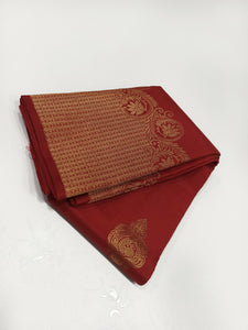 Classic Scarlet Red 2gm Zari Kanchipuram Handloom Silk Saree SS25942