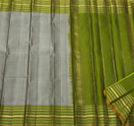 Load image into Gallery viewer, Classic Grey &amp; Olive Green 1gm Zari Elegance Kanchipuram Handloom Silk Saree SS24760
