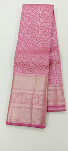 Classic Pastel Pink Silver Zari Elegance Kanchipuram Handloom Silk Saree SS24241