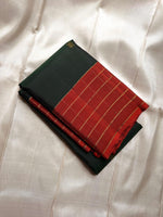 Load image into Gallery viewer, Classic Pine Green &amp; Brick Orange Kanchipuram Handloom Silk Saree SS25905
