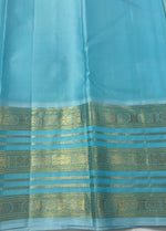 Load image into Gallery viewer, Classic Pastel Olive Green &amp; Pastel Blue 2gm Zari Elegance Kanchipuram Handloom Silk Saree SS27028
