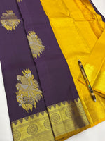 Load image into Gallery viewer, Classic Metallic Purple &amp; Yellow Kanchipuram Handloom Silk Saree SS25966
