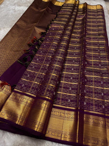 Classic Berry Plum Elegance Kanchipuram Handloom Silk Saree SS24544