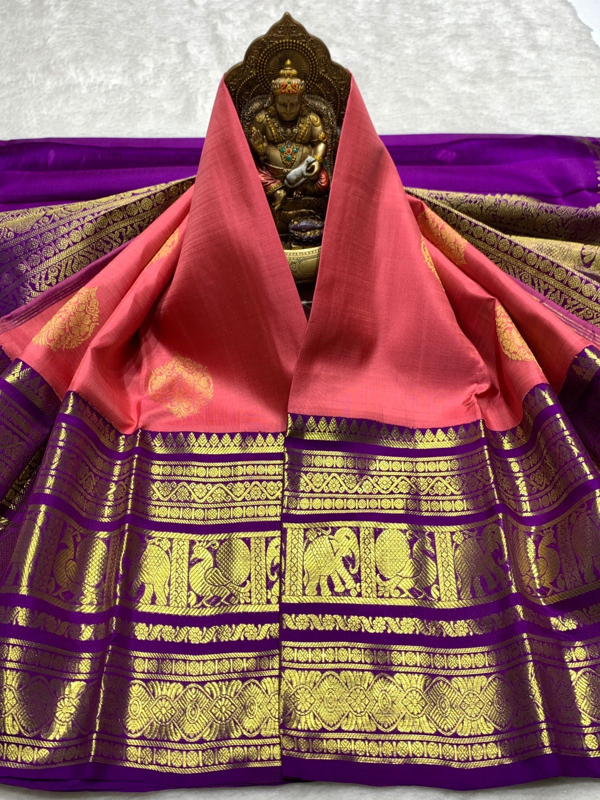 Classic Rose & Vadamalli 2gm Zari Bridal Elegance Kanchipuram Handloom Silk Saree SS25276