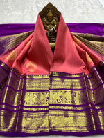 Load image into Gallery viewer, Classic Rose &amp; Vadamalli 2gm Zari Bridal Elegance Kanchipuram Handloom Silk Saree SS25276
