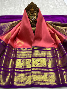 Classic Rose & Vadamalli 2gm Zari Bridal Elegance Kanchipuram Handloom Silk Saree SS25276