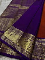 Load image into Gallery viewer, Classic Chestnut Brown &amp; Violet Bridal Elegance Kanchipuram Handloom Silk Saree SS23670
