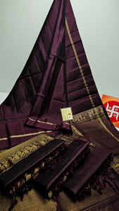 Dark Chocolate Brown Handloom Soft Silk Saree SS22890