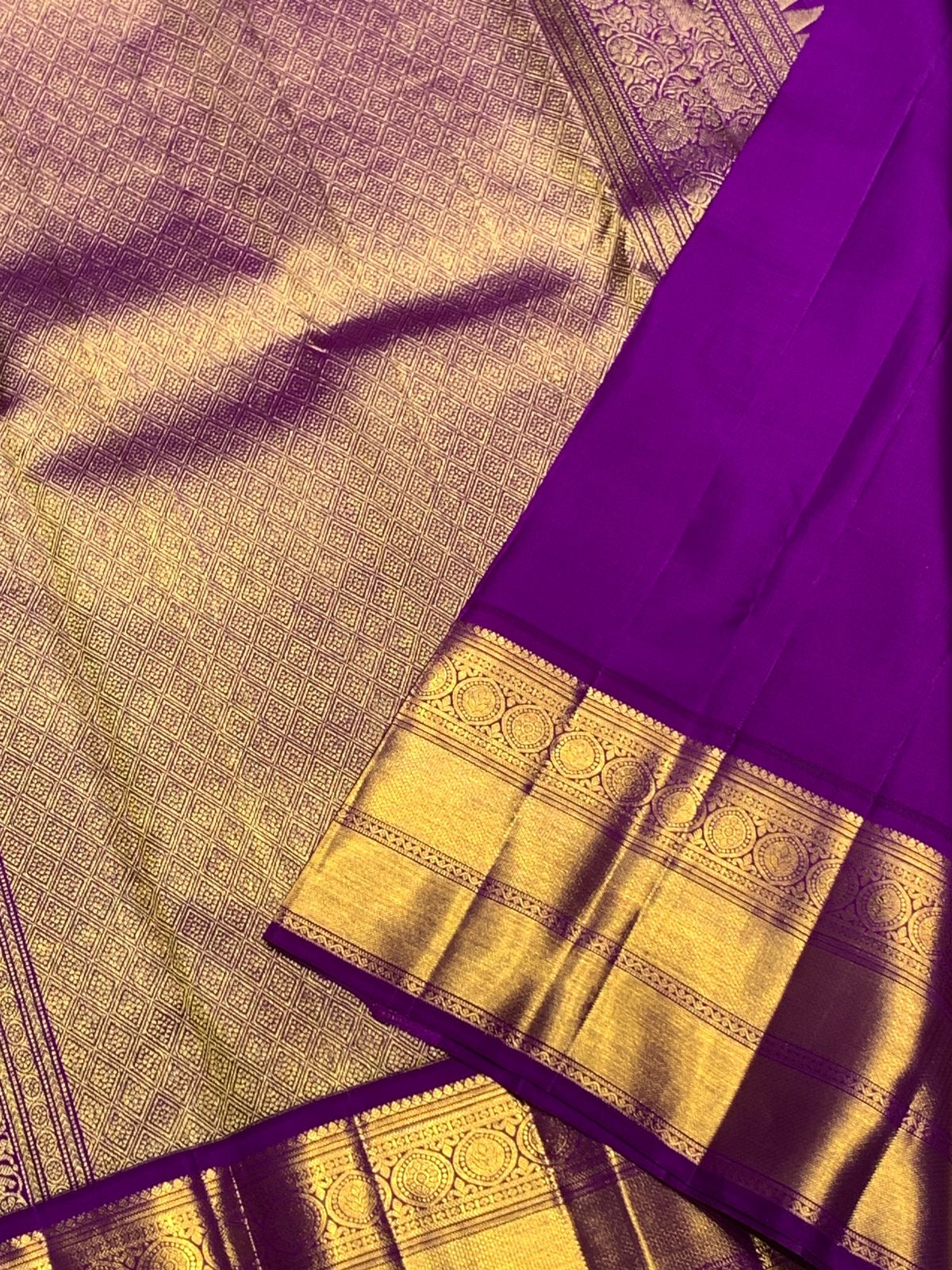 Classic Lavender 2gm Zari Elegance Kanchipuram Handloom Silk Saree SS25273