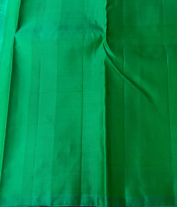 Classic Rhubarb Pink & Green 2gm Zari Elegance Handloom Soft Silk Saree SS24130