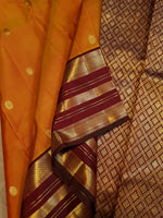 Load image into Gallery viewer, Classic Marmalade Orange &amp; Maroon 2gm Zari Elegance Kanchipuram Handloom Silk Saree SS28201
