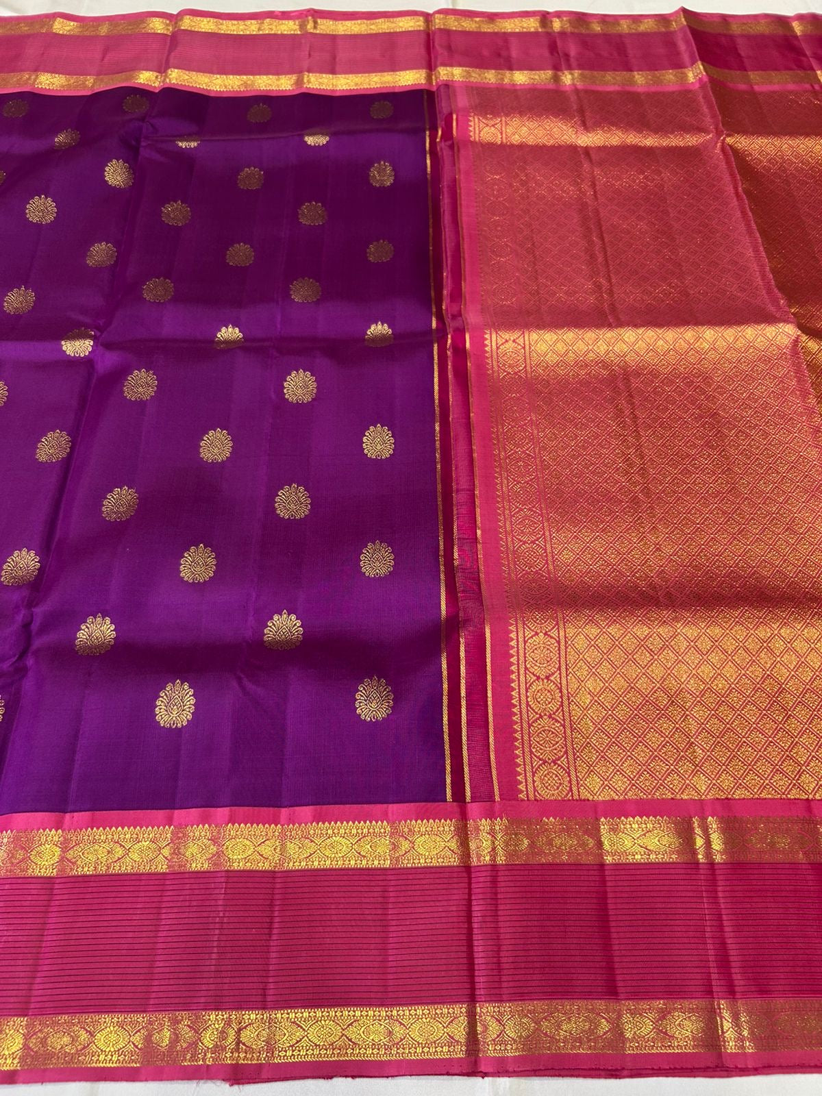 Classic Vadamalli & Berry Pink 2gm Zari Kanchipuram Handloom Silk Saree SS25951