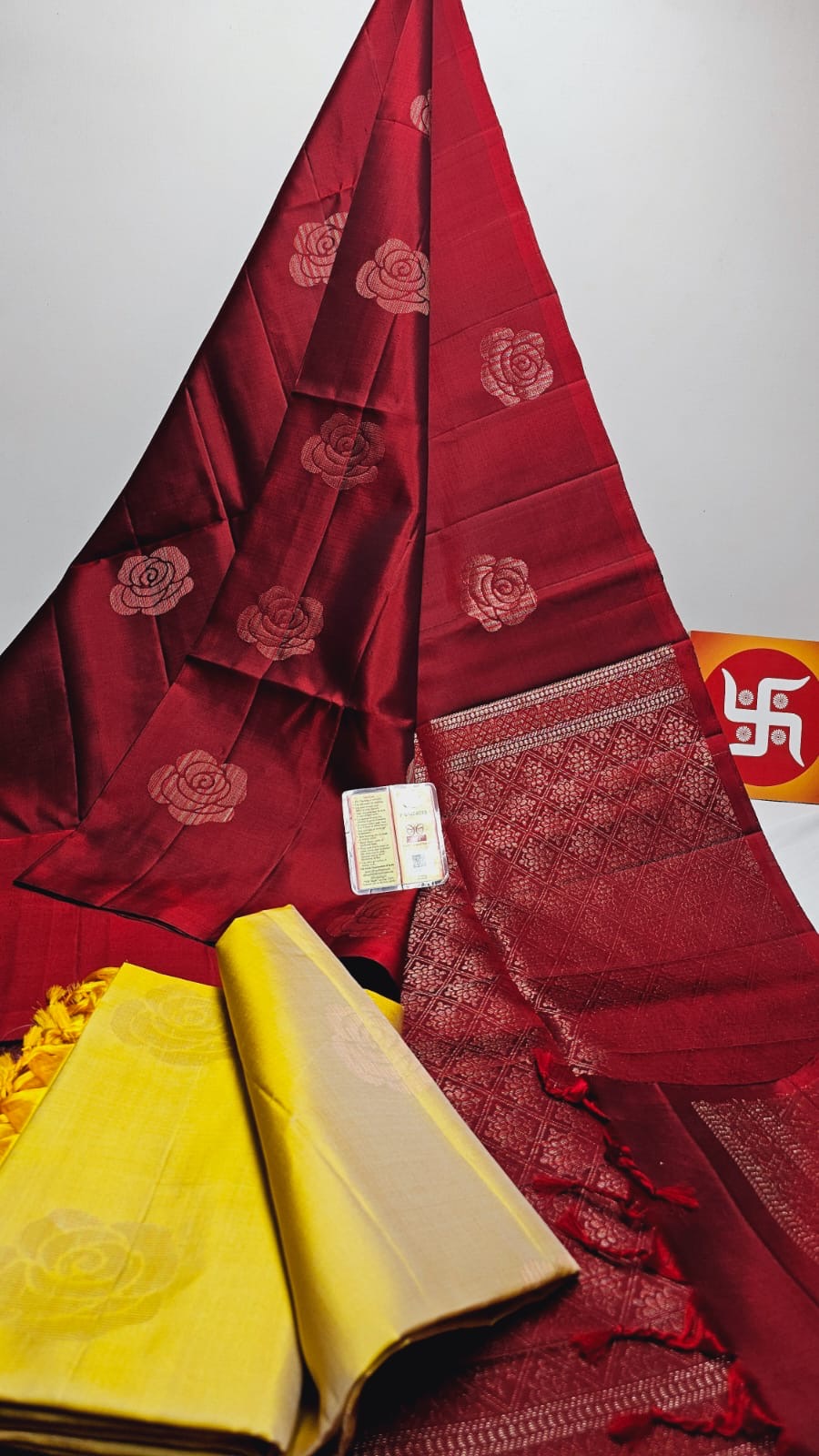 Classic Brick Red Elegance Handloom Soft Silk Saree SS25740