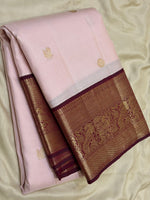 Load image into Gallery viewer, Classic Pastel Pink &amp; Plum 2gm Zari Elegance Kanchipuram Handloom Silk Saree SS28590
