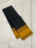 Load image into Gallery viewer, Classic Black &amp; Mustard Yellow Thread Korvai Kanchipuram Handloom Silk Saree SS25955
