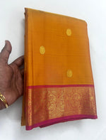 Load image into Gallery viewer, Classic Orange &amp; Rose Pink 2gm Zari Elegance Kanchipuram Handloom Silk Saree SS27217
