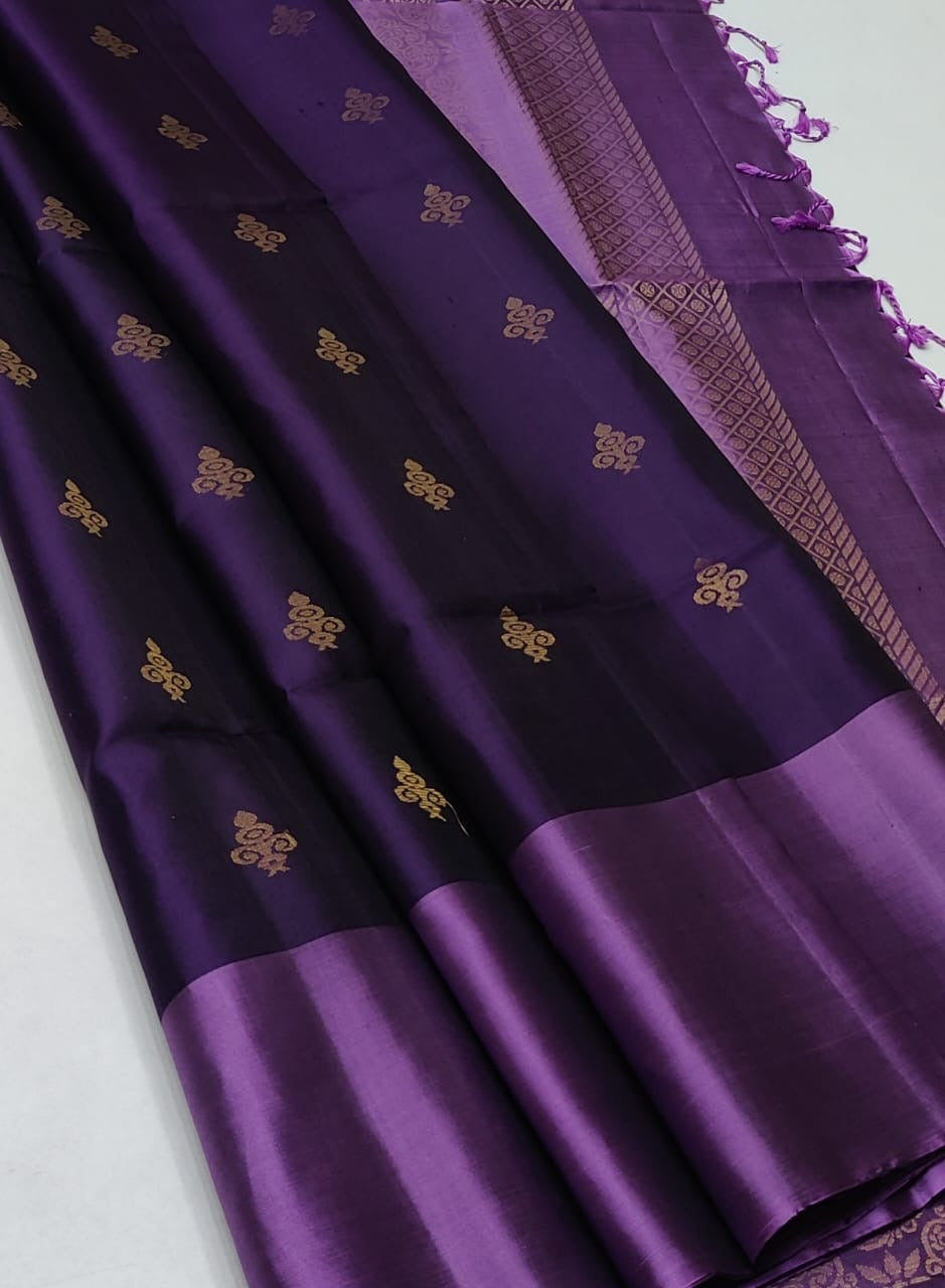 Dark Lavender Violet Elegance Handloom Soft Silk Saree SS20532