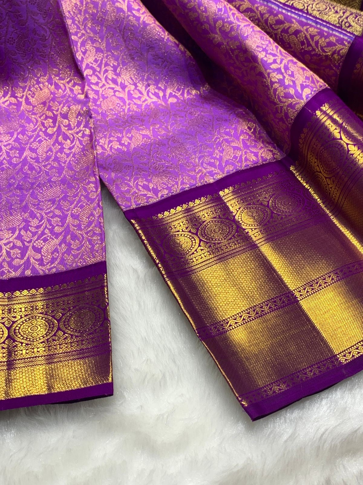 Classic Lavender 2gm Zari Elegance Kanchipuram Handloom Silk Saree SS25273