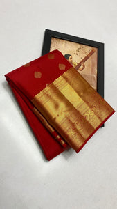 Classic Cherry Red Kanchipuram Handloom Silk Saree SS25882