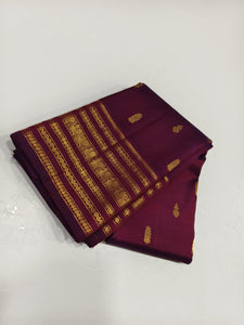 Classic Plum 2gm Zari Kanchipuram Handloom Silk Saree SS25637
