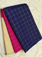 Load image into Gallery viewer, Classic Tricolour Oatmeal Beige Pink &amp; Blue Elegance Kanchipuram Handloom Silk Saree SS27167
