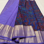 Load image into Gallery viewer, Classic Prussian Blue &amp; Lavender Elegance Kanchipuram Handloom Silk Saree SS23590
