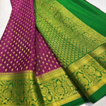 Load image into Gallery viewer, Classic Wine Red &amp; Deep Green Elegance Mysore Silk Saree SS24162
