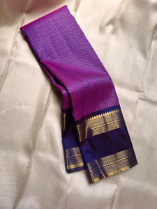 Classic Orchid Purple & Steel Blue Kanchipuram Handloom Silk Saree SS26092