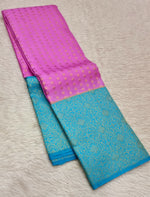 Load image into Gallery viewer, Classic Fuchsia Pink &amp; Sky Blue 1gm Zari Kanchipuram Handloom Silk Saree SS25800
