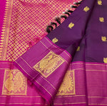 Load image into Gallery viewer, Classic Plum &amp; Fuchsia Pink 1gm Zari Elegance Kanchipuram Handloom Silk Saree SS24711
